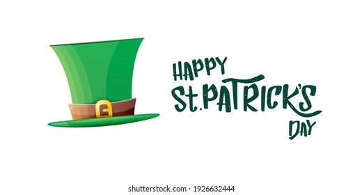 vector saint patrick's day horizontal banner with greeting text and green funky patricks hat on white background. saint patrick's day poster, flyer or web banner design template