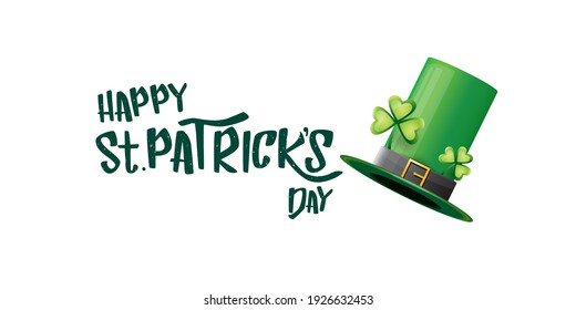vector saint patrick's day horizontal banner with greeting text and green funky patricks hat on white background. saint patrick's day poster, flyer or web banner design template