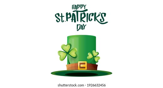 vector saint patrick's day horizontal banner with greeting text and green funky patricks hat on white background. saint patrick's day poster, flyer or web banner design template