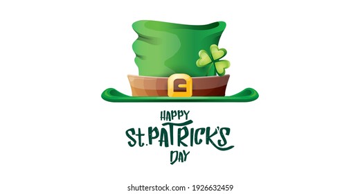 vector saint patrick's day horizontal banner with greeting text and green funky patricks hat on white background. saint patrick's day poster, flyer or web banner design template