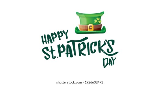 pancarta horizontal del día de vectorial saint patrick con texto de saludo y patricks funky verde sobre fondo blanco. plantilla de diseño de afiches, volantes o banners web del día de saint patrick