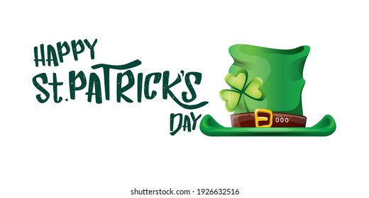 vector saint patrick's day horizontal banner with greeting text and green funky patricks hat on white background. saint patrick's day poster, flyer or web banner design template