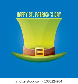 vector saint patrick's day label with glossy hat and ribbon with text isolated on blue background. saint patrick's day poster or banner design template