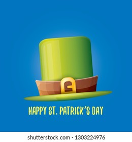 vector saint patrick's day label with glossy hat and ribbon with text isolated on blue background. saint patrick's day poster or banner design template
