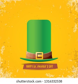 vector saint patrick's day label with green hat and ribbon with text isolated on grunge orange background. saint patrick's day poster or banner design template