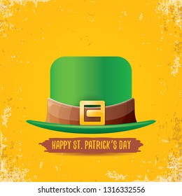 vector saint patrick's day label with green hat and ribbon with text isolated on grunge orange background. saint patrick's day poster or banner design template