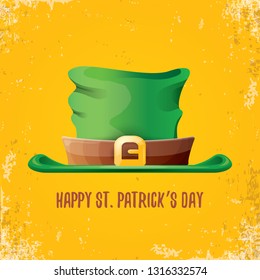 vector saint patrick's day label with green hat and ribbon with text isolated on grunge orange background. saint patrick's day poster or banner design template