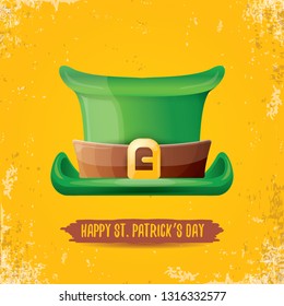 vector saint patrick's day label with green hat and ribbon with text isolated on grunge orange background. saint patrick's day poster or banner design template