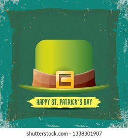 vector saint patrick's day label with green hat and ribbon with text on grunge green background. saint patrick's day poster or banner design template