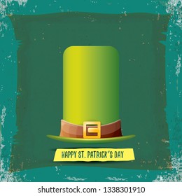 vector saint patrick's day label with green hat and ribbon with text on grunge green background. saint patrick's day poster or banner design template