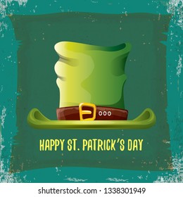 vector saint patrick's day label with green hat and ribbon with text on grunge green background. saint patrick's day poster or banner design template