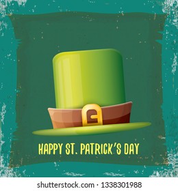 vector saint patrick's day label with green hat and ribbon with text on grunge green background. saint patrick's day poster or banner design template
