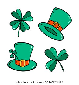 Vector of Saint Patrick's Day. A set of cute and colorful icon collection isolated on white background