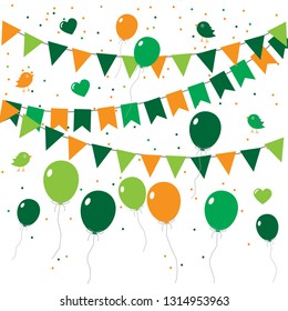 Vector saint st patricks day party flags balloons card design template