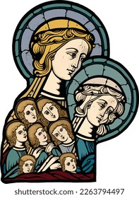 Vector of Saint Symphorosa and Saint Felicity of Rome (c. AD 138), early Christians with seven sons.