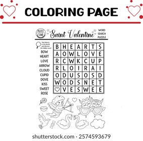 vector saint valentine coloring page for kids