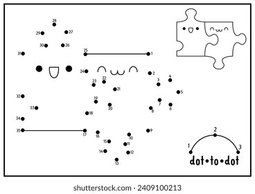 Vector San Valentín punto a punto y actividad de color con una linda pareja de rompecabezas kawaii. Las vacaciones de amor conectan el juego de puntos con un carácter gracioso. Página de colorear para niños. Hoja de cálculo imprimible
