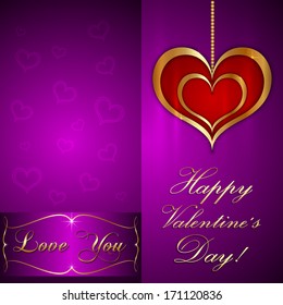 Vector saint valentine pink greeting card with hearts