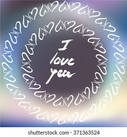 Vector Saint Valentine's card design with blurred background