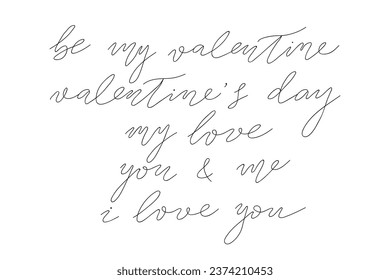 vector saint valentines day collection hand drawn lettering, isolated vector free hand calligraphy ink pen sketch linear valentine design, love quote calligraphic set v day greeting cards, invitations