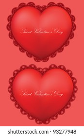 vector Saint Valentine's Day decorative hearts with ornate lace borders