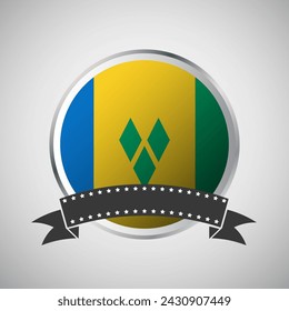 Vector Saint Vincent and the Grenadines Round Flag Banner Vector Illustration