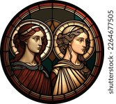 Vector of Saints Perpetua and Felicity, round stained glass window
