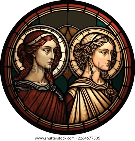 Vector of Saints Perpetua and Felicity, round stained glass window Foto d'archivio © 