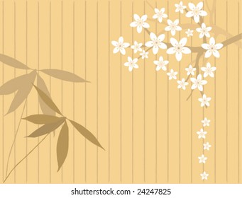 vector Sakura branch over japanese rice paper