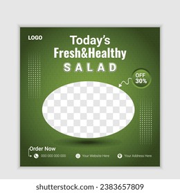 Vector salad social media post template or web banner design