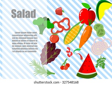 Vector : Salad vegetables and space for text
