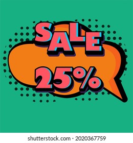 
vector sale 25% discount, comic theme, full color