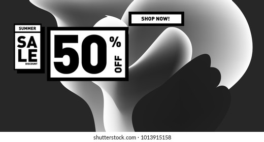 Vector sale 50% discount and promotion banner. Fluid and liquid colorful background design template. Eps10.