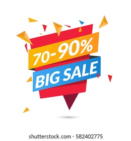Vector sale background, banner template - Big sale, up to 70-90%off. Shop now.