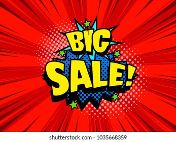 Vector sale banner background. Price discount promotion poster. Vintage comic book halftone print style. Pop art design. 