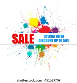 Vector Sale Banner With Bright Ink Color Blots