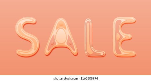 Vector sale banner with paper cut text, lettering design for banner, flyer, invitation, poster, web site or greeting card. Paper cut style, vector illustration. Paper slices with shadow in 3d