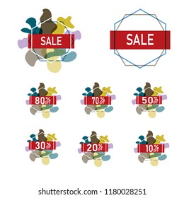 Vector sale banner, poster. Colorful illustration,80%,70%,50%,30%,20%,10%