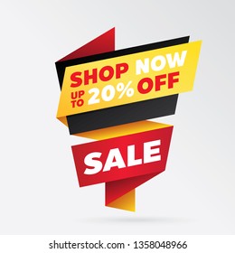 vector sale banner template design, up to 20% off.
