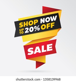 vector sale banner template design, up to 20% off.