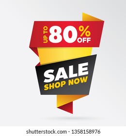 vector sale banner template design, up to 80% off.