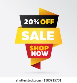 vector sale banner template design, up to 20% off.