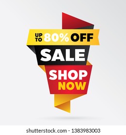 vector sale banner template design, up to 80% off.