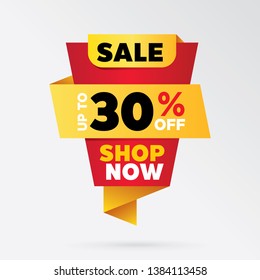 vector sale banner template design, up to 30% off.