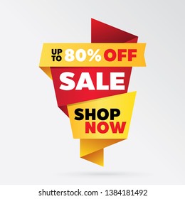 vector sale banner template design, up to 80% off.