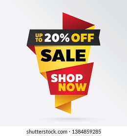 vector sale banner template design, up to 20% off.