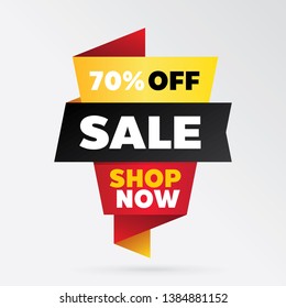 vector sale banner template design, up to 70% off.