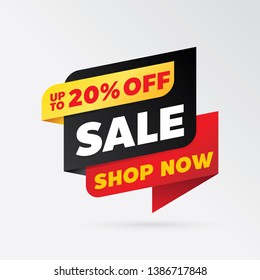 vector sale banner template design, up to 20% off.