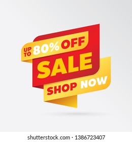 vector sale banner template design, up to 80% off.