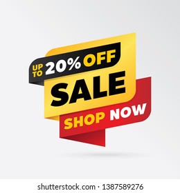 vector sale banner template design, up to 20% off.